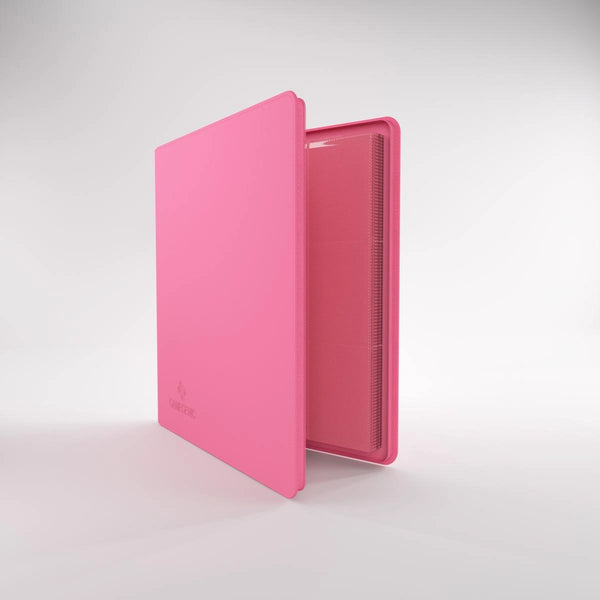 Zip-Up Album 24-Pocket roze, half geopend met de rits open