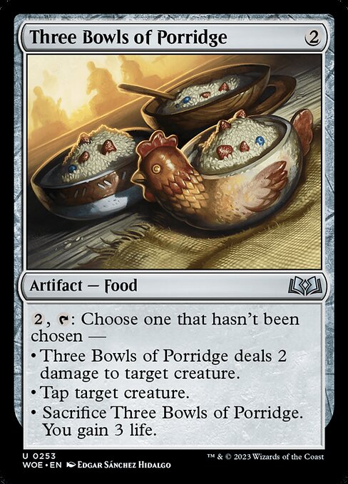 Three Bowls of Porridge – Wilds of Eldraine (WOE-253) Magic: The Gathering card | LC-REM-20260804-15376226255180-a508e040-d1e5-46aa-8404-1adc18f0f8bd