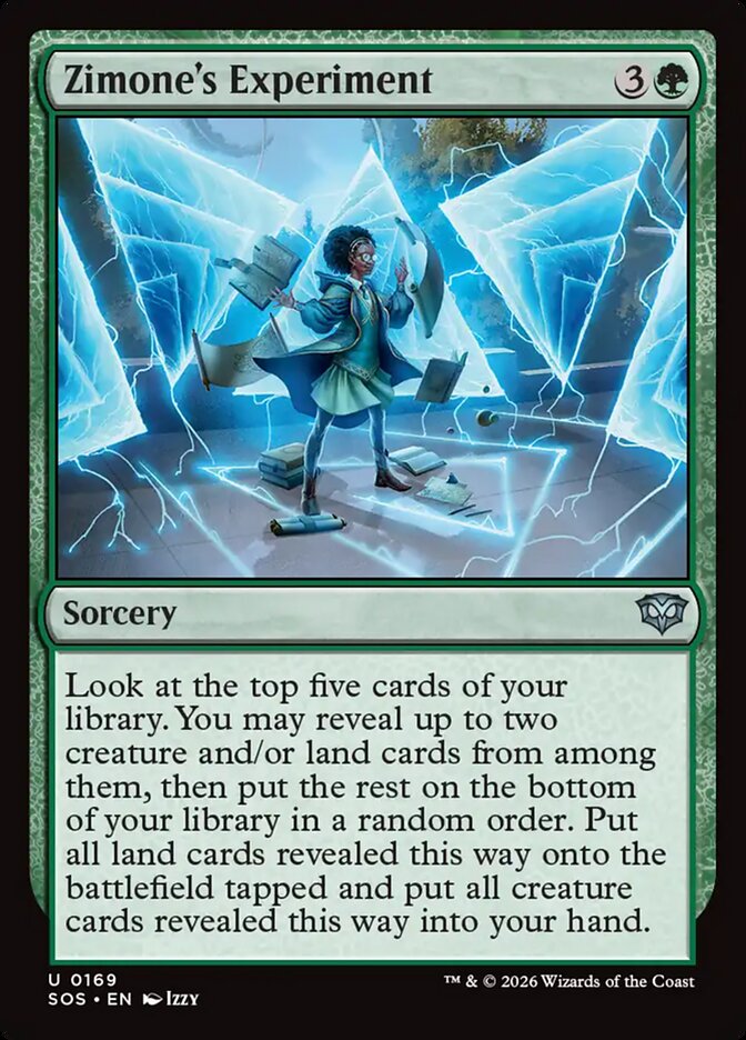 Magic-kaart Zimone's Experiment SOS-169 uit Secrets of Strixhaven (Uncommon)