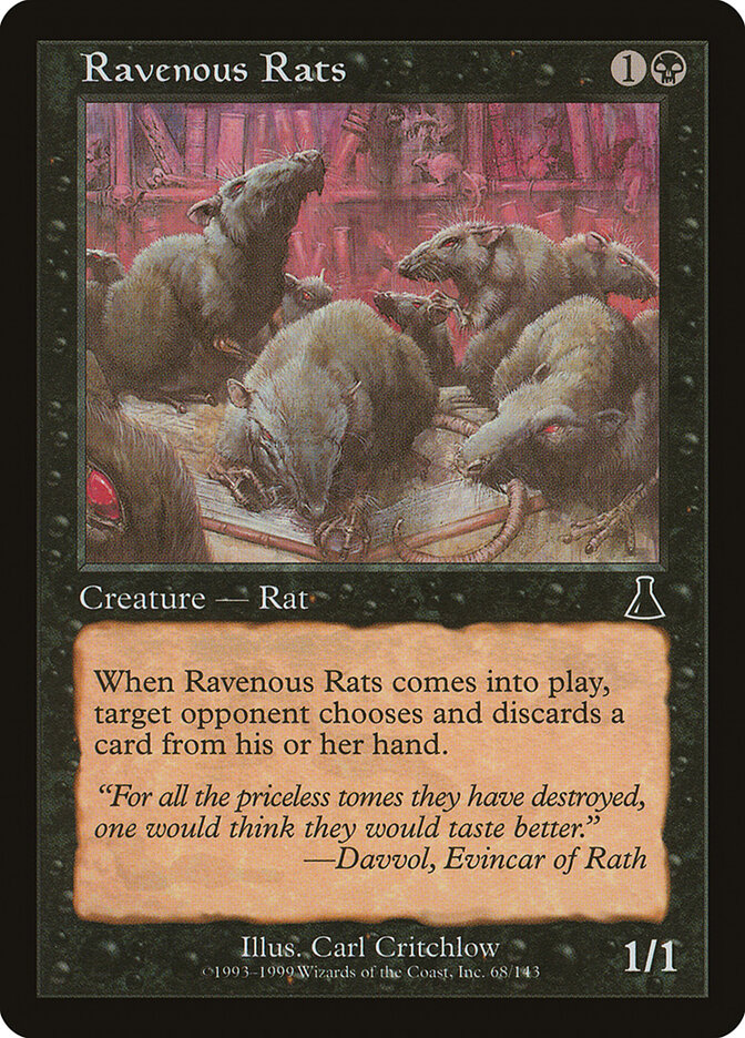 Magic-kaart Ravenous Rats UDS-68 uit Urza's Destiny (Common) Hoofdafbeelding