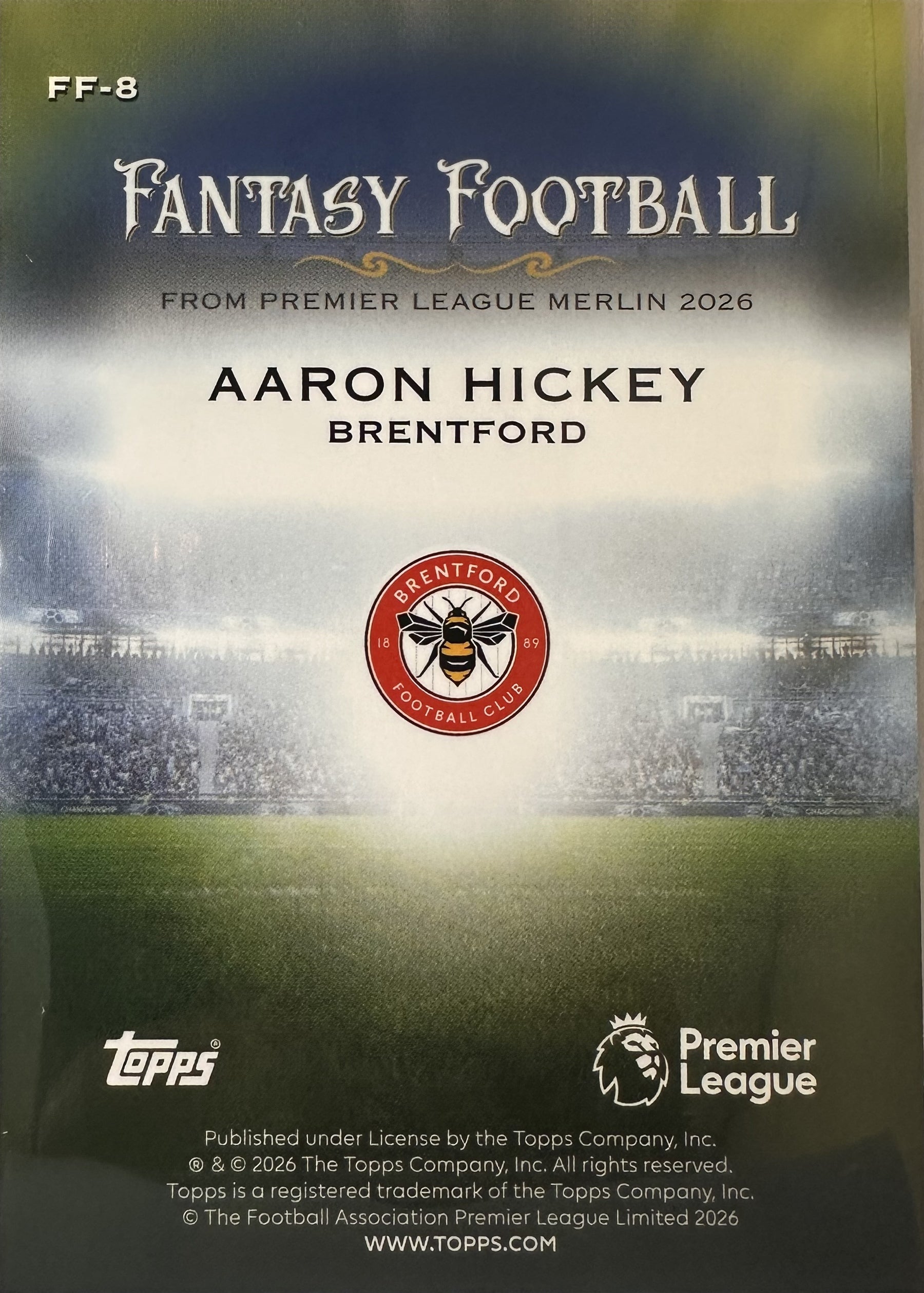 Aaron Hickey - 2025-26 Topps Merlin Premier League (Fantasy Football) [FF-8] - achterkant