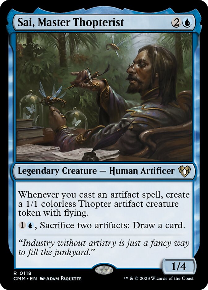 Magic-kaart Sai, Master Thopterist CMM-118 uit Commander Masters (Rare)