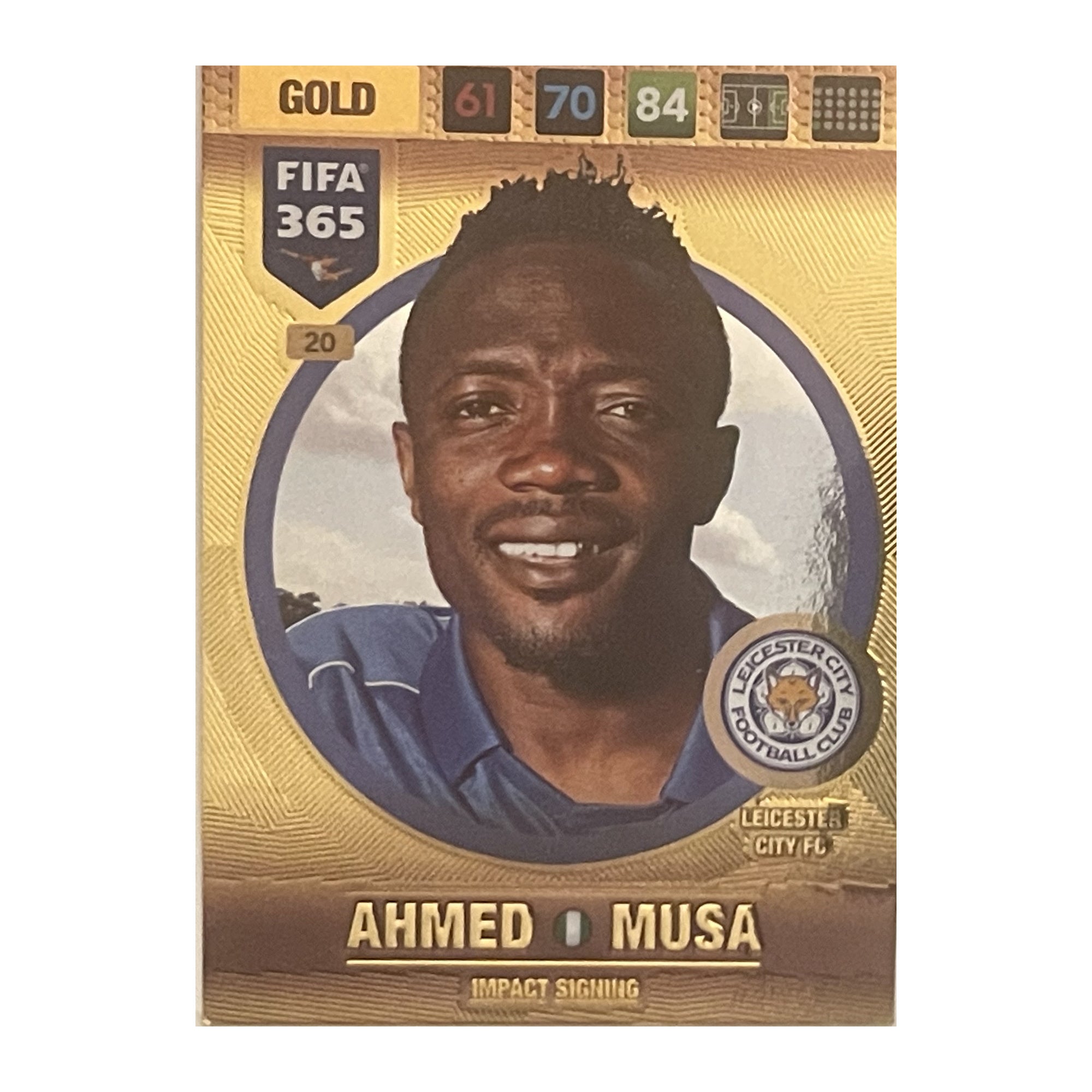 Ahmed Musa - Panini Adrenalyn XL FIFA 365 2017 (Impact Signing / Gold) [20] - voetbalkaart voorkant