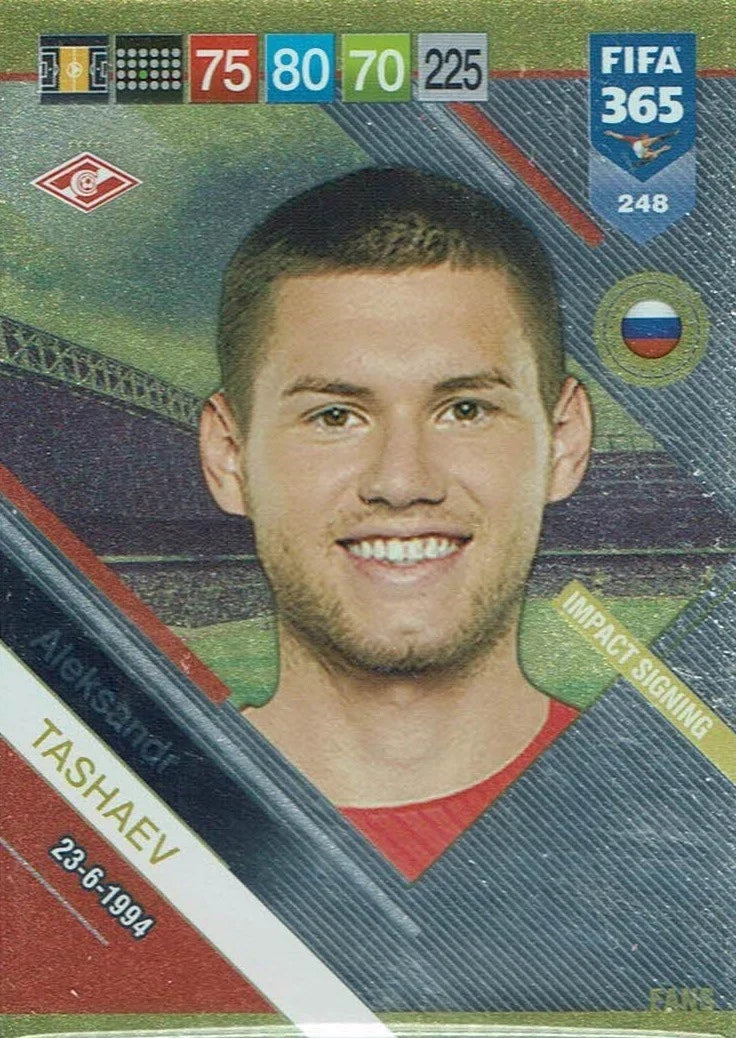 Aleksandr Tashaev Spartak Moskou Panini FIFA 365 2019 Impact Signing 248