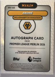 André - 2025-26 Topps Merlin Premier League (Autograph) [MV-AE] - achterkant | Lichcards