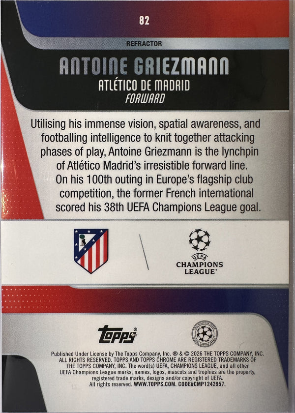 Antoine Griezmann - 2025-26 Topps Chrome UEFA Club Competitions (Refractor) [82] - achterkant