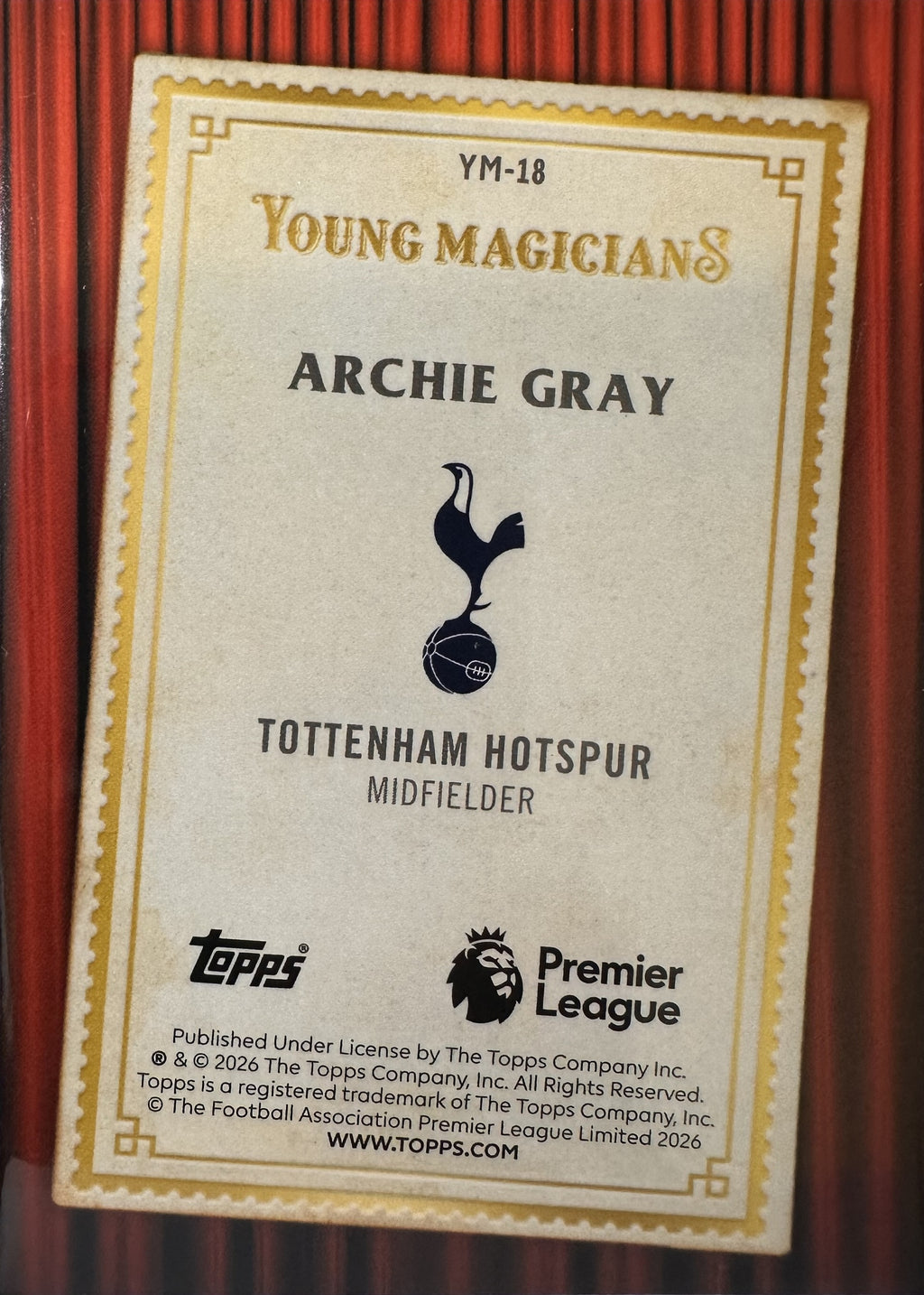 Archie Gray - 2025-26 Topps Merlin Premier League (Merlin's Young Magicians) [YM-18] - achterkant