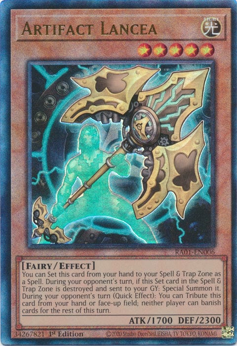 Artifact Lancea (PUR) - RA01-EN006 - Prismatic Ultimate Rare - 1st Edition