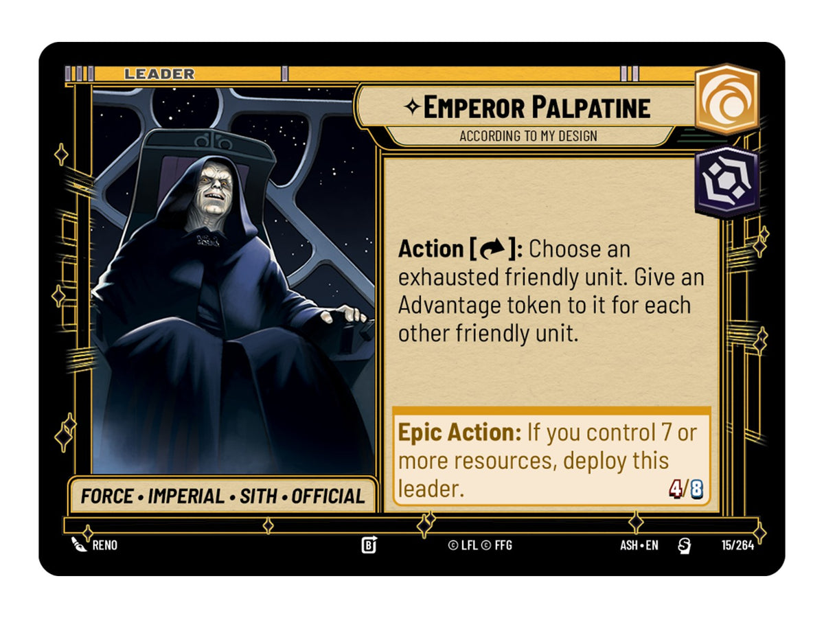Star Wars Unlimited Ashes of the Empire Spotlight Deck Emperor Palpatine - de Emperor Palpatine leaderkaart uit het deck