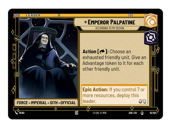 Star Wars Unlimited Ashes of the Empire Spotlight Deck Emperor Palpatine - de Emperor Palpatine leaderkaart uit het deck