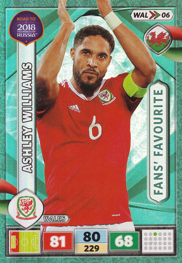 Ashley Williams - Road to 2018 FIFA World Cup Russia Adrenalyn XL Fans' Favourite #WAL06 - Near Mint