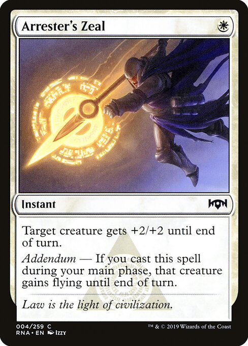 Arrester's Zeal – Ravnica Allegiance (RNA-4) Magic: The Gathering card