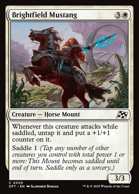 Brightfield Mustang – Aetherdrift (DFT-5) Magic: The Gathering card