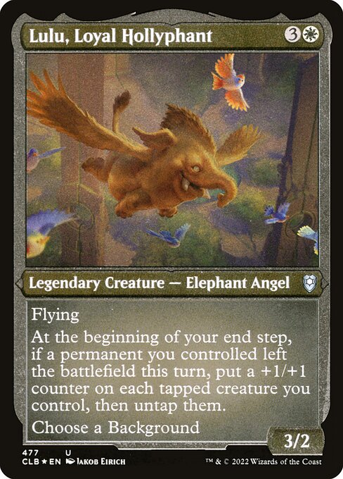Lulu, Loyal Hollyphant – Commander Legends: Battle for Baldur's Gate (CLB-477) Magic: The Gathering card | LC-REM-20260804-15151684845900-b2eda80a-14d3-47ab-8133-cafd15a8c17c Image principale du produit