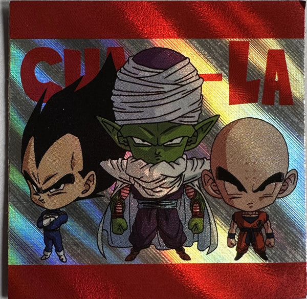Dragon Ball – Vegeta, Piccolo & Krillin – CHA-LA HEAD-CHA-LA – 超8-15 GR+ – Japanse wafelsticker – Near Mint – voorkant