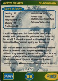 ProMatch Footballers ’99 Series 4 – Kevin Davies – Blackburn Rovers – S4/025 – Engels – achterkant | Lichcards