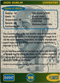 ProMatch Footballers ’99 Series 4 – Dion Dublin – Coventry City – S4/047 – Engels – achterkant | Lichcards