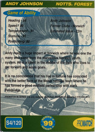 ProMatch Footballers ’99 Series 4 – Andy Johnson – Nottingham Forest – S4/120 – Engels – achterkant | Lichcards