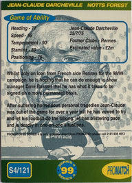 ProMatch Footballers ’99 Series 4 – Jean-Claude Darcheville – Nottingham Forest – S4/121 – Engels – achterkant | Lichcards