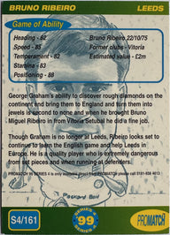 ProMatch Footballers ’99 Series 4 – Bruno Ribeiro – Leeds United – S4/161 – Engels – achterkant | Lichcards