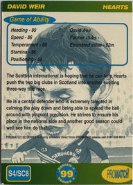 ProMatch Footballers ’99 Series 4 – David Weir – Heart of Midlothian – S4/SC8 – Engels – achterkant | Lichcards