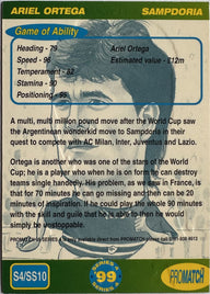 ProMatch Footballers ’99 Series 4 – Ariel Ortega – Sampdoria – S4/SS10 – Engels – achterkant | Lichcards