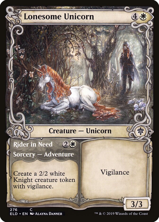 Magic-kaart Lonesome Unicorn // Rider in Need XELD-276 uit Throne of Eldraine: Extras (Common)