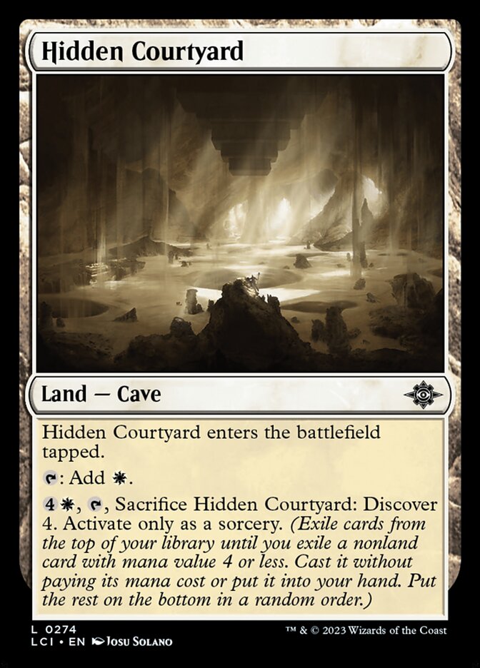 Magic-kaart Hidden Courtyard LCI-274 uit The Lost Caverns of Ixalan (Land)