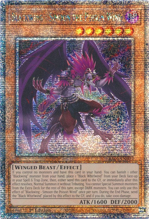 Blackwing - Simoon the Poison Wind - RA01-EN012 - Quarter Century Secret Rare - 1st Edition