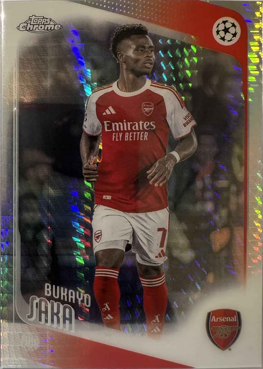 Bukayo Saka - 2025-26 Topps Chrome UEFA Club Competitions (Prism Refractor) [12] - voorkant