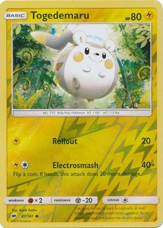 Burning Shadows - 047/147 - Togedemaru - Reverse Holo