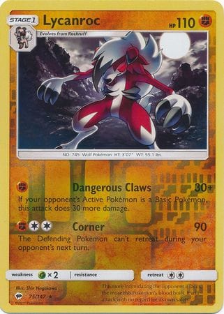 Burning Shadows - 075/147 - Lycanroc - Reverse Holo