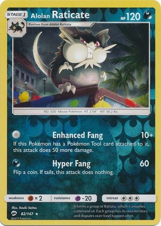 Burning Shadows - 082/147 - Alolan Raticate - Reverse Holo