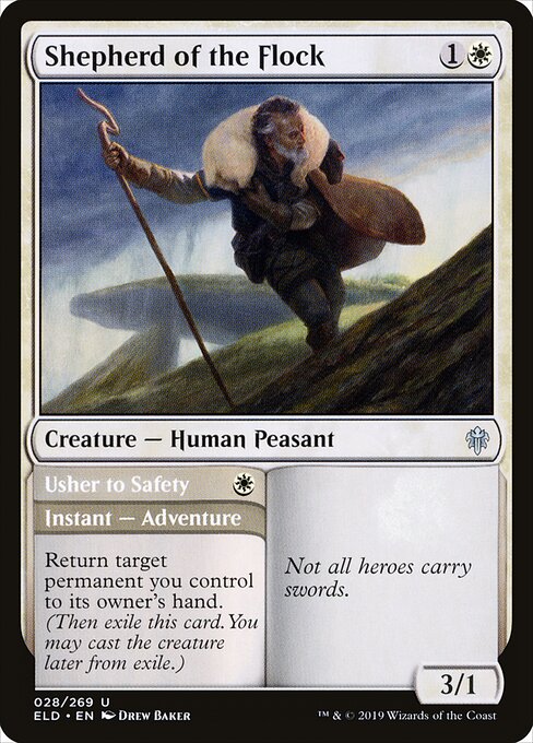 Shepherd of the Flock // Usher to Safety – Throne of Eldraine (ELD-28) Magic: The Gathering card
