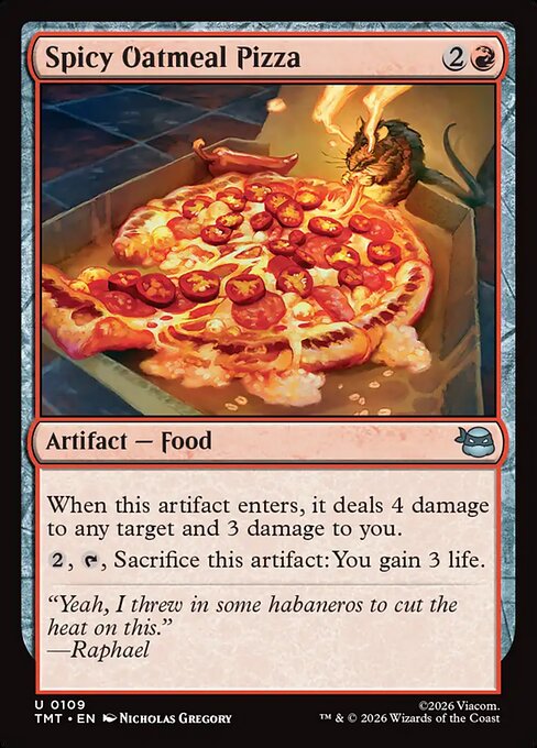 Spicy Oatmeal Pizza – Teenage Mutant Ninja Turtles (TMT-109) Magic: The Gathering card Hoofdafbeelding