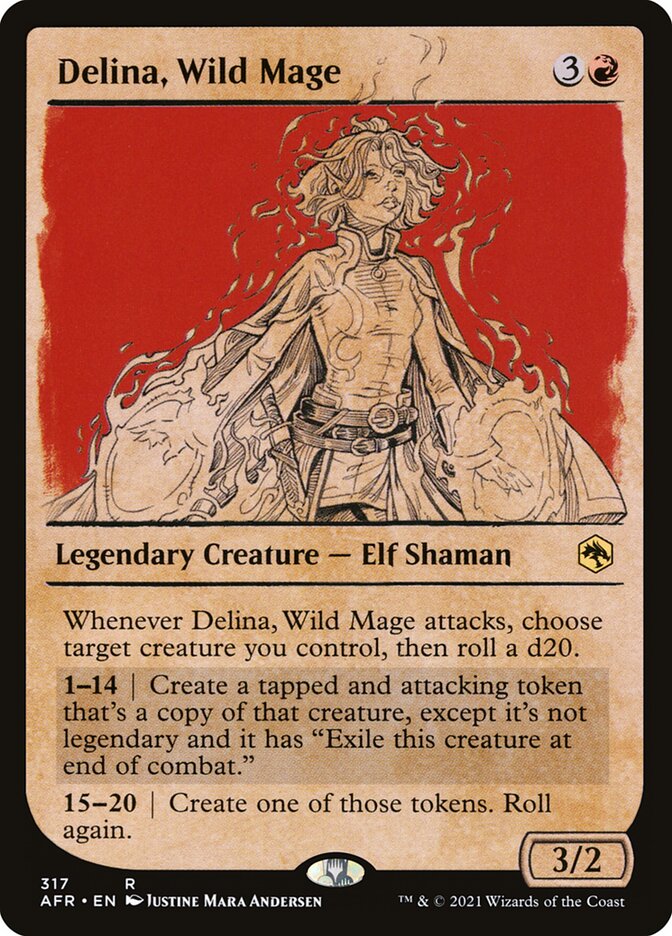 Magic-kaart Delina, Wild Mage XAFR-317 uit Adventures in the Forgotten Realms: Extras (Rare) Imagen principal del producto