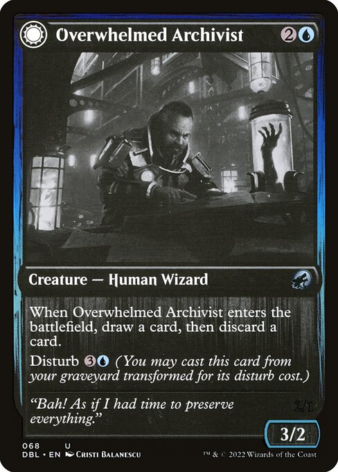 Overwhelmed Archivist // Archive Haunt – Innistrad: Double Feature (DBL-68) Magic: The Gathering card
