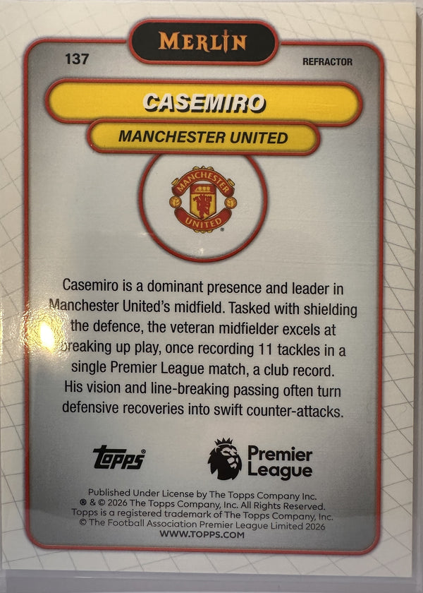 Casemiro - 2025-26 Topps Merlin Premier League (Refractor) [137] - achterkant