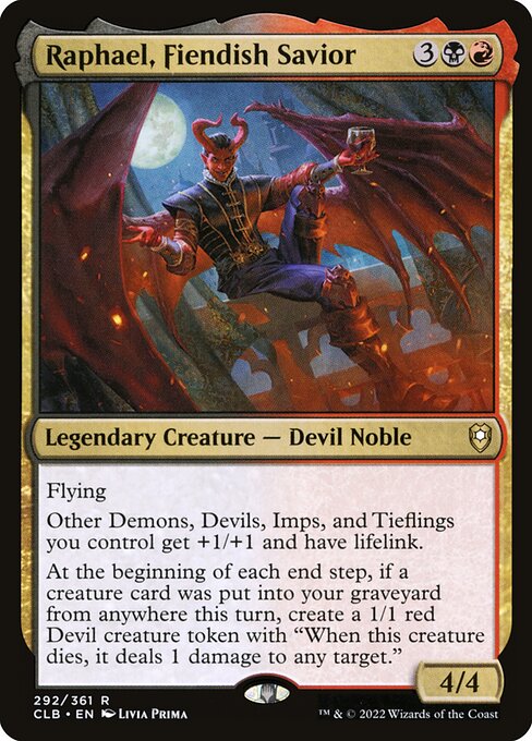 Raphael, Fiendish Savior – Commander Legends: Battle for Baldur's Gate (CLB-292) Magic: The Gathering card