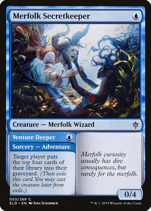 Merfolk Secretkeeper // Venture Deeper – Throne of Eldraine (ELD-53) Magic: The Gathering card