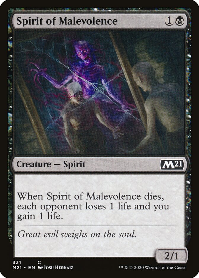 Magic-kaart Spirit of Malevolence M21-331 uit Core Set 2021 (Common) Hoofdafbeelding