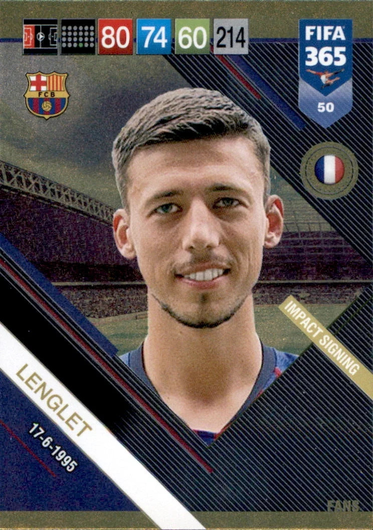 Clément Lenglet FC Barcelona Panini FIFA 365 2019 Impact Signing 50 Main image