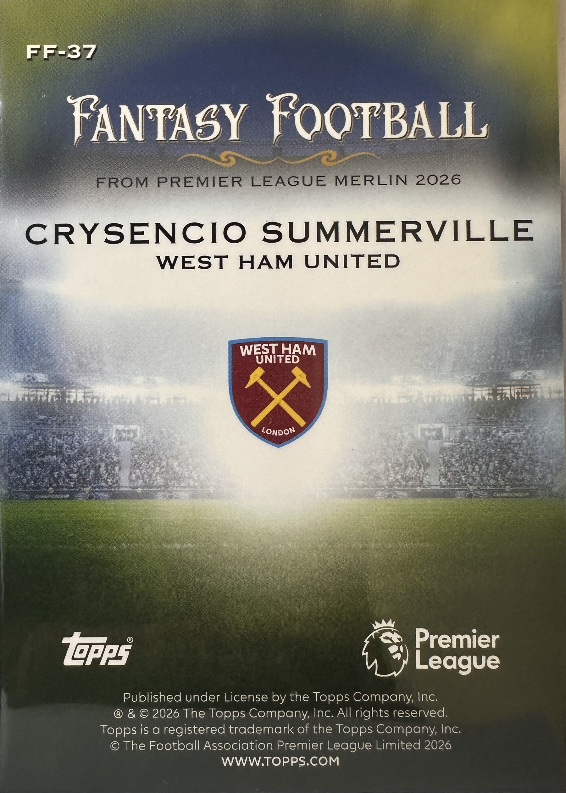 Crysencio Summerville - 2025-26 Topps Merlin Premier League (Fantasy Football) [FF-37] - achterkant