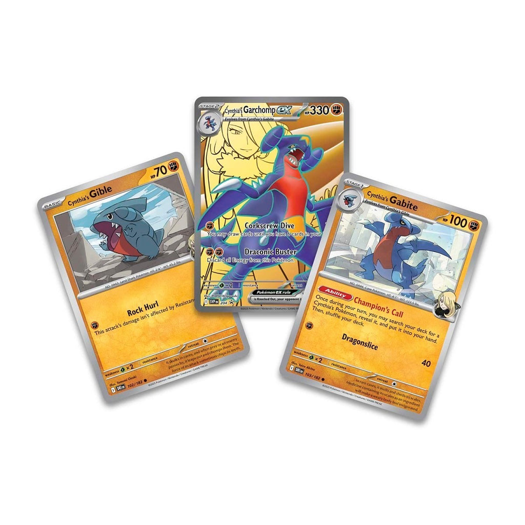 Pokémon Cynthia's Garchomp ex Premium Collection - de drie foil promokaarten (Cynthia's Garchomp ex, Cynthia's Gabite en Cynthia's Gible)