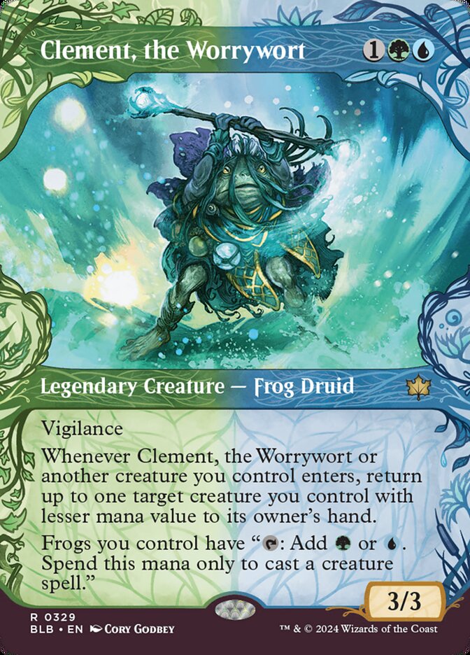 Magic-kaart Clement, the Worrywort BLB-329 uit Bloomburrow (Rare) Hoofdafbeelding