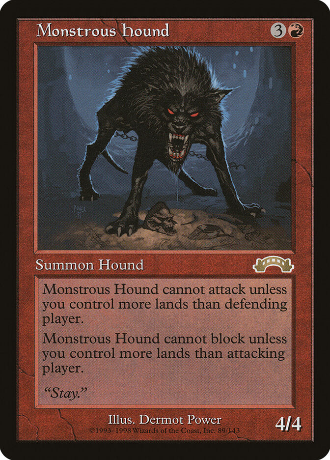 Magic-kaart Monstrous Hound EXO-89 uit Exodus (Rare)