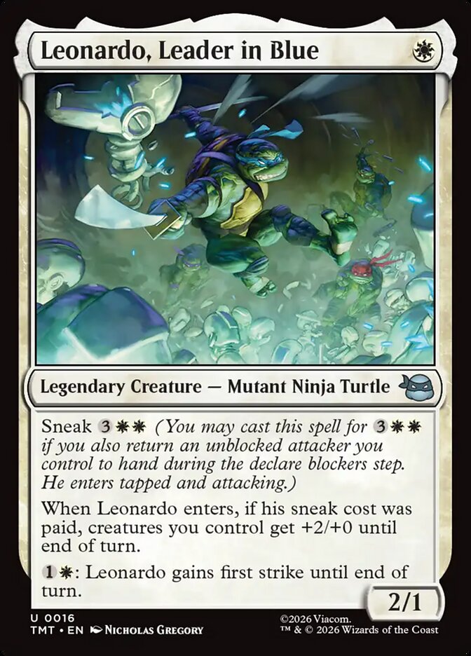 Magic-kaart Leonardo, Leader in Blue TMT-16 uit Teenage Mutant Ninja Turtles (Uncommon)