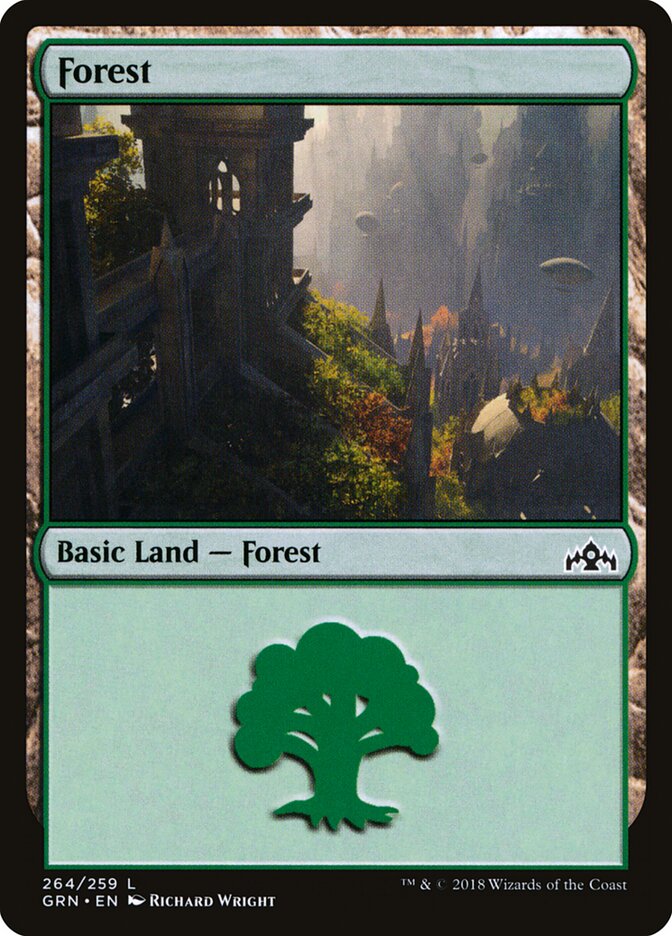 Magic-kaart Forest GRN-264 uit Guilds of Ravnica (Land)