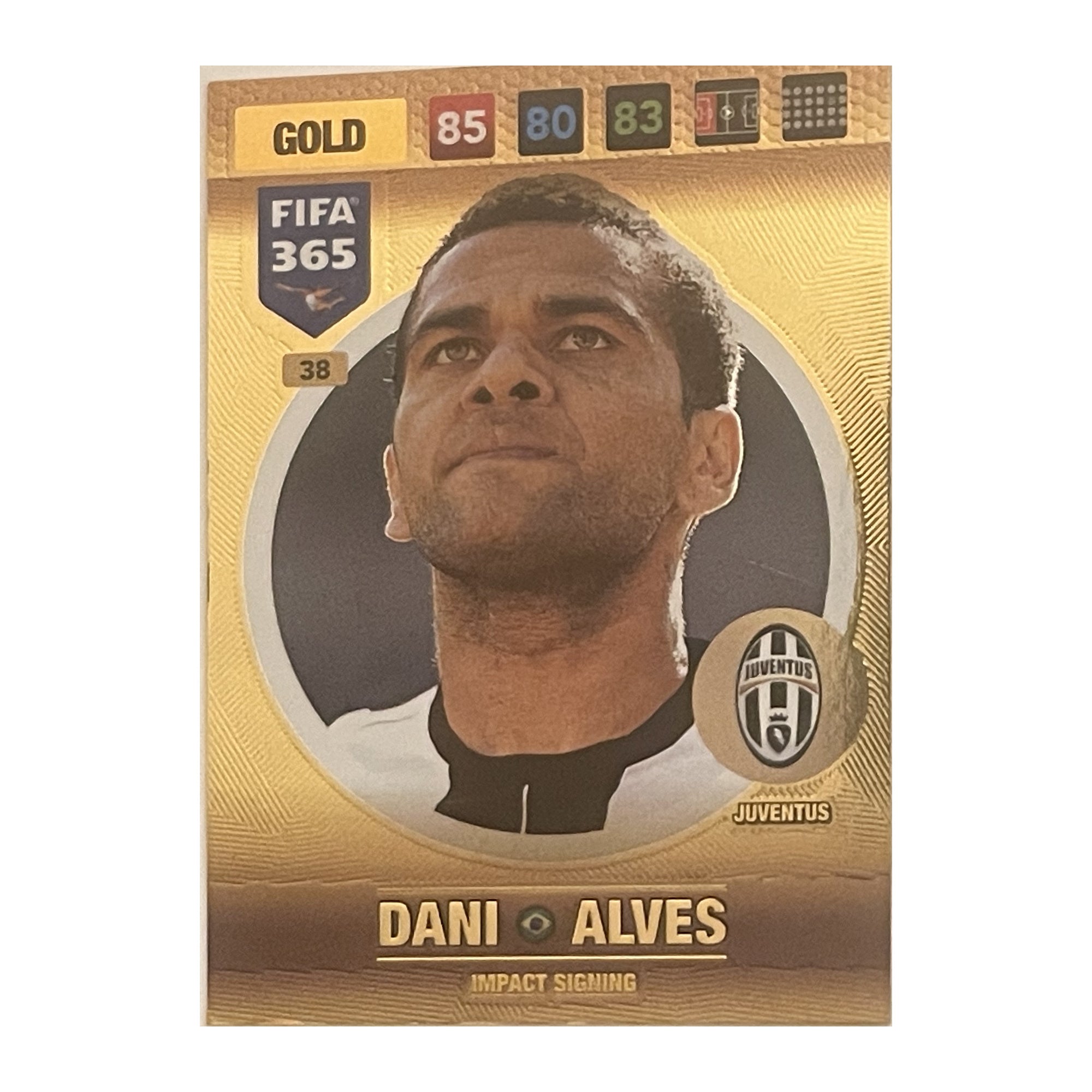 Dani Alves - Panini Adrenalyn XL FIFA 365 2017 (Impact Signing / Gold) [38] - voetbalkaart voorkant
