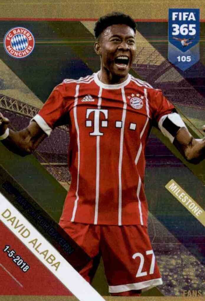 David Alaba - FIFA 365: 2019 Adrenalyn XL Milestone – 200 Matches for Bayern #105 - Near Mint